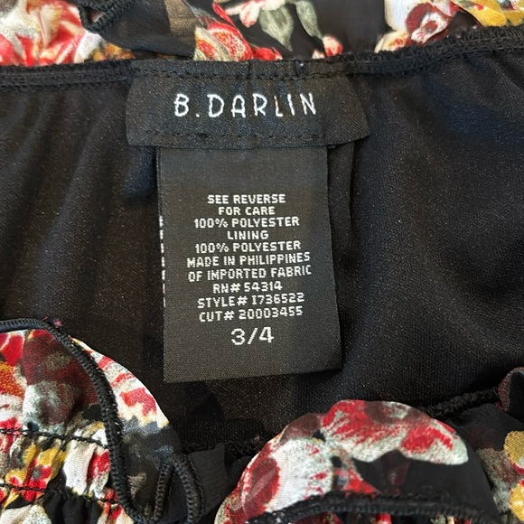 B DARLIN Off Shoulder,flare,mid ruffle sleeve,elastic waist,floral,lightweight - Picture 9 of 9